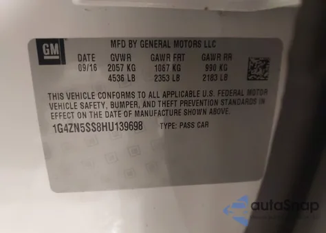 2017 Buick Lacrosse Preferred from USA, damaged, VIN 1G4ZN5SS8HU139698